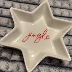 Tag Star-Shaped Dish with Red 'Jingle' Text